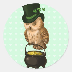 Sankt Patrick väktare i uggla Leprechaun Runt Klistermärke