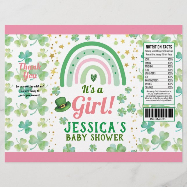 Sankt Patricks Baby Shower Chip Bag Wrapper Reklamblad (Framsidan)