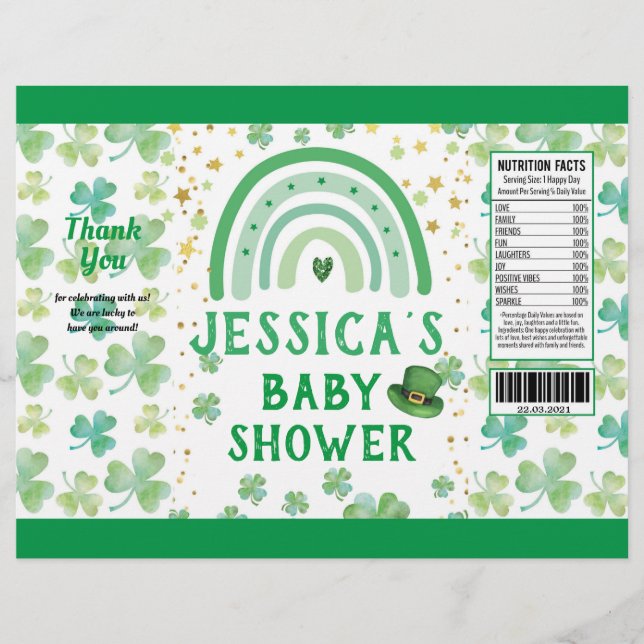 Sankt Patrick's Baby Shower Favor Chip Bag Wrapper Reklamblad (Framsidan)