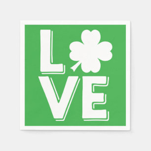Sankt Patricks dag irländsk kärlek  Grön Shamrock Pappersservett