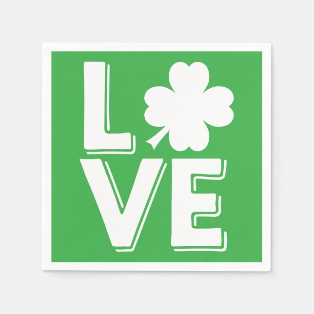 Sankt Patricks dag irländsk kärlek  Grön Shamrock Pappersservett (Framsidan)