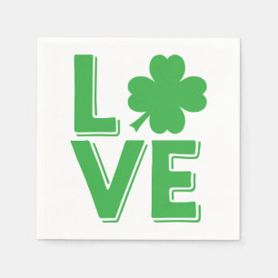 Sankt Patricks dag irländsk kärlek  Grön Shamrock Pappersservett