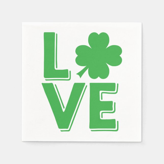 Sankt Patricks dag irländsk kärlek  Grön Shamrock Pappersservett (Framsidan)