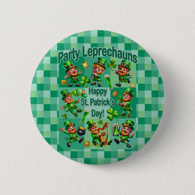 Sankt Patricks dag kul Adorable "Party Leprechauns Knapp (Framsida)