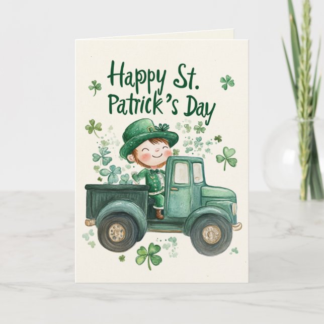 Sankt Patricks dag och glad liten leprechaun Kort (Framsida)