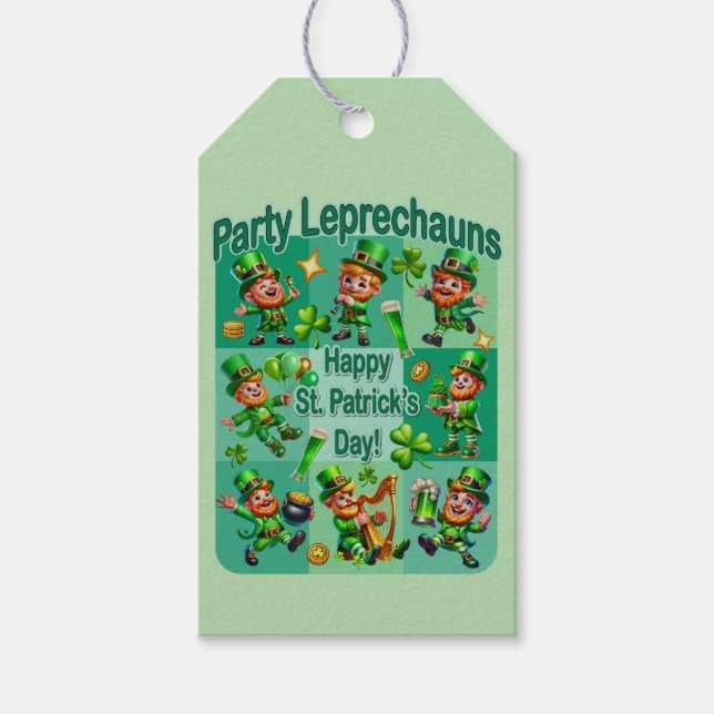 Sankt Patricks dag Roliga "Party Leprechauns" Presentetikett (Framsidan)