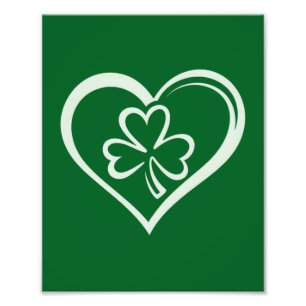 Sankt Patricks dag Roligt Shamrock-hjärta Irländsk Fototryck