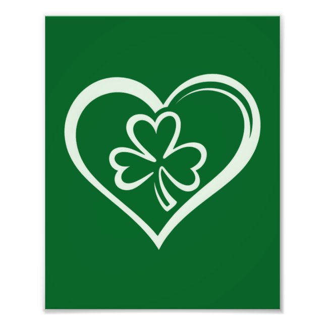 Sankt Patricks dag Roligt Shamrock-hjärta Irländsk Fototryck (Framsidan)