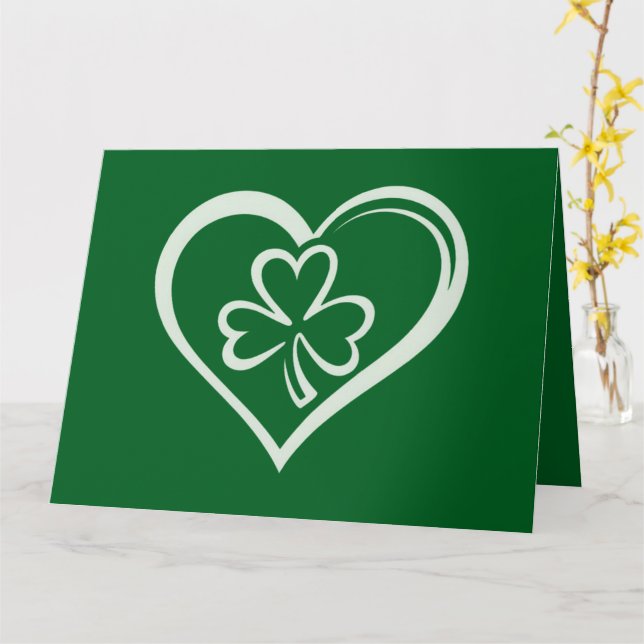 Sankt Patricks dag Roligt Shamrock-hjärta Irländsk Kort (Gul blomma)