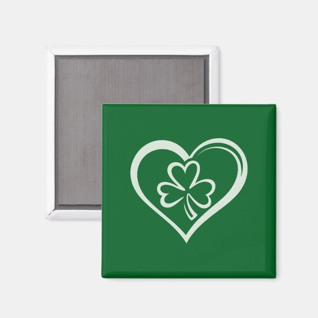 Sankt Patricks dag Roligt Shamrock-hjärta Irländsk Magnet (Front/Back)