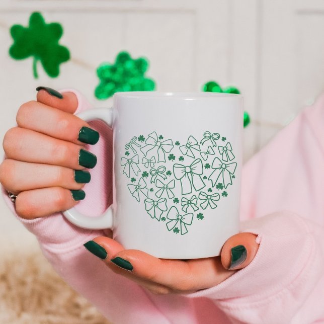 Sankt Patrick's Day Coquette Klöver Heart Kaffemugg (Skapare uppladdad)