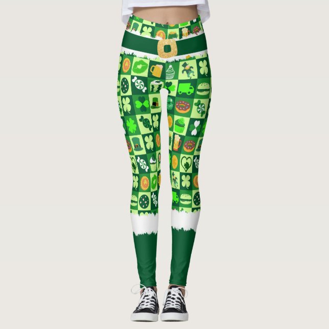 Sankt Patrick's Day Icons Costume Leggings (Framsida)
