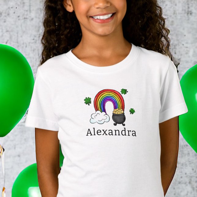 Sankt Patrick's Day Rainbow Guld Shamrock Anpassni T Shirt (Skapare uppladdad)
