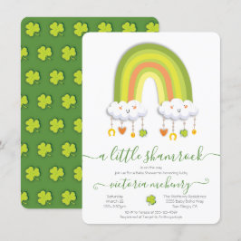 Sankt Patrick's Day Rainbow Shamrock Baby Shower Inbjudningar