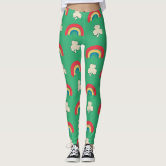 Sankt Patrick's Day Rainbow & Shamrock Leggings