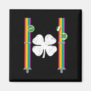 Sankt Patrick's Day Rainbow Suspenders Klöver Boys Magnet