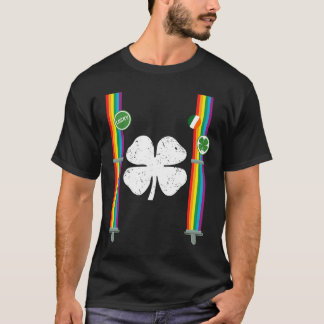 Sankt Patrick's Day Rainbow Suspenders Klöver Boys T Shirt