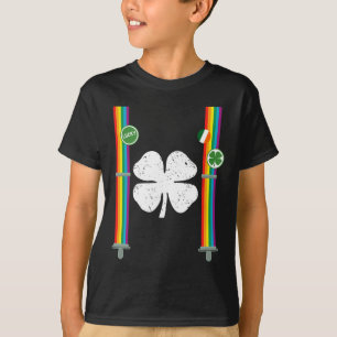 Sankt Patrick's Day Rainbow Suspenders Klöver Boys T Shirt