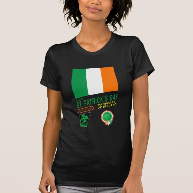 Sankt Patrick's Day Retro Design w/ Flagga of Irel T-shirt (Framsida)