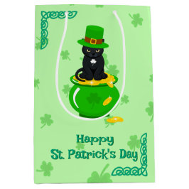 Sankt Patrick's Day Shamrock Pot of Guld Black Cat
