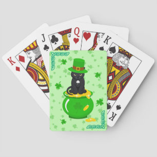 Sankt Patrick's Day Shamrock Pot of Guld Black Cat Casinokort