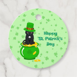 Sankt Patrick's Day Shamrock Pot of Guld Black Cat Gåvor Etiketter