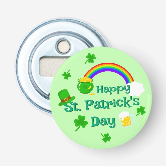 Sankt Patrick's Day Shamrock Pot of Guld Celtic Kn Flasköppnare (Framsidan)