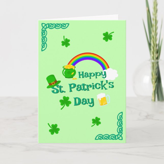 Sankt Patrick's Day Shamrock Pot of Guld Celtic Kn Kort (Framsida)