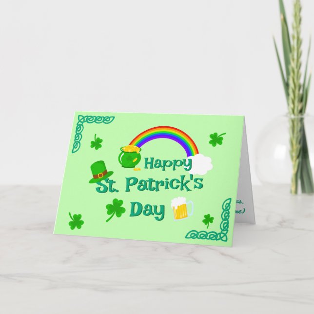 Sankt Patrick's Day Shamrock Pot of Guld Celtic Kn Kort (Framsida)