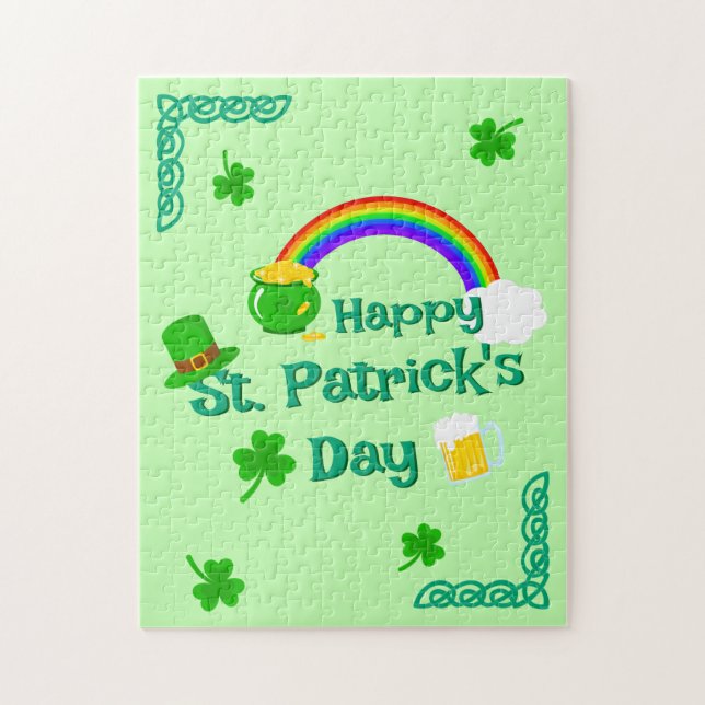 Sankt Patrick's Day Shamrock Pot of Guld Celtic Kn Pussel (Vertikal)