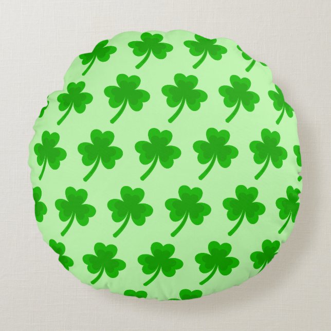 Sankt Patrick's Day Shamrock Pot of Guld Celtic Kn Rund Kudde (Framsidan)