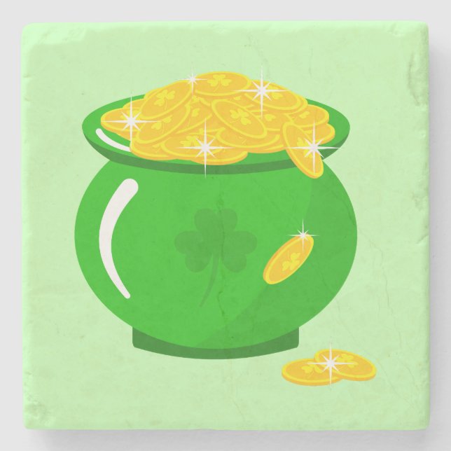 Sankt Patrick's Day Shamrock Pot of Guld Celtic Kn Stenunderlägg (Framsidan)