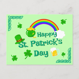 Sankt Patrick's Day Shamrock Pot of Guld Celtic Kn Vykort