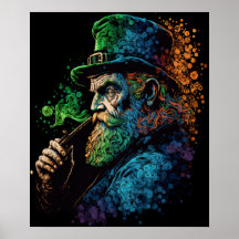 Sankt Patrick's Leprechaun Smoking Pipe Ai Art
