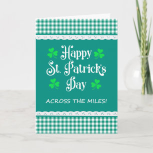 Sankt Patricks över Miles Shamrock Grönt Check Kort