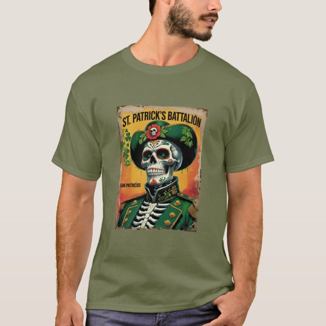 Sankt Patriks bataljon San Patricios irländska mex T Shirt (Framsida)