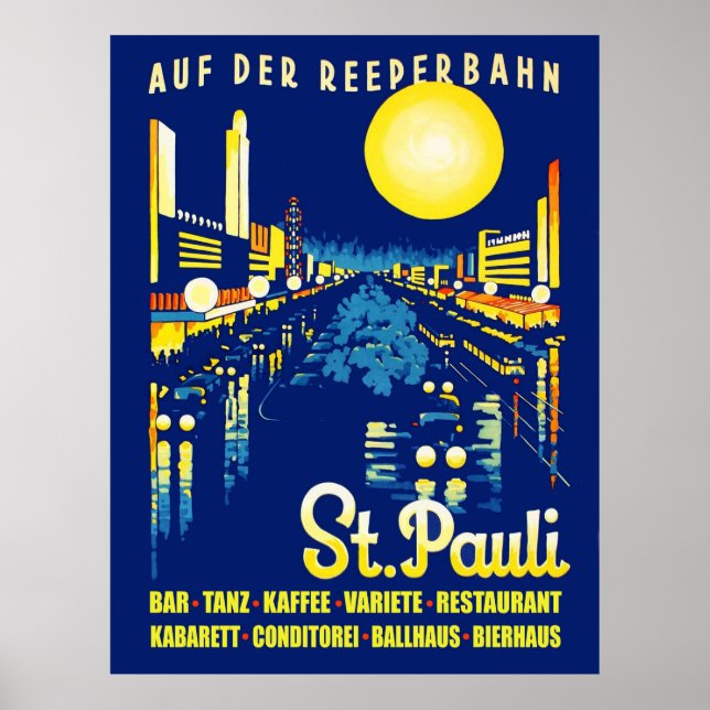 Sankt Pauli nattetid, Hamburg City, Tyskland Poster (Framsidan)
