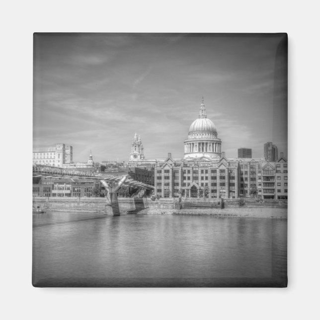Sankt Paul's Cathedral Square Magnet Black & White (Framsidan)