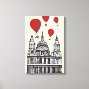 Sankt Pauls katedral och Röda Luftballonger Canvastryck