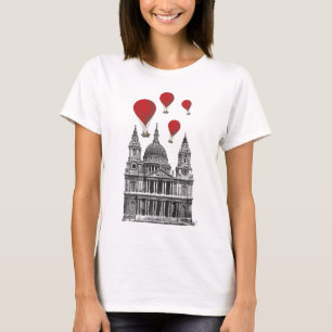 Sankt Pauls katedral och Röda Luftballonger Tee Shirt