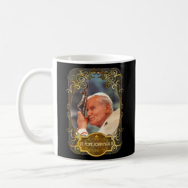 Sankt påven Johannes Paul Ii Kor, katolsk sann pol Kaffemugg (Vänster)