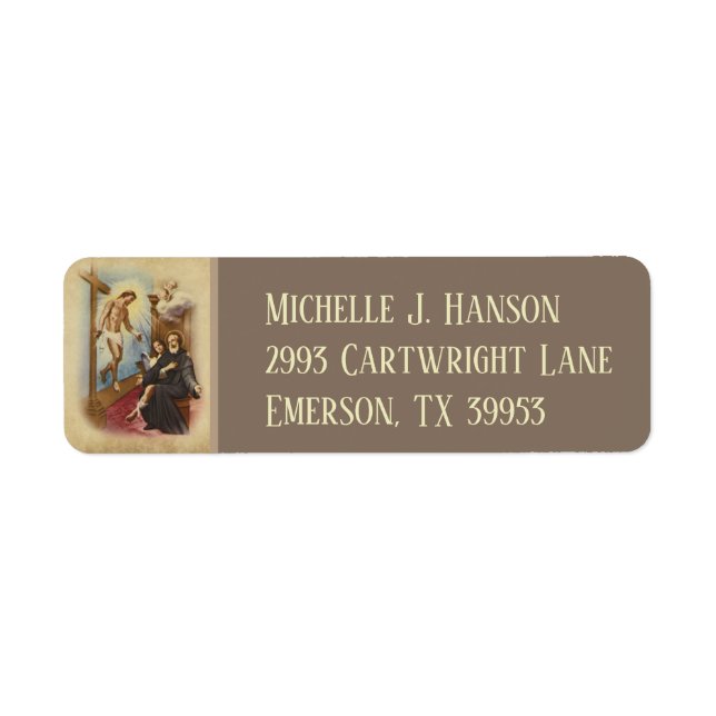 Sankt Peregrine Patron Saint of Cancer Patienter Returadress Etikett (Framsidan)