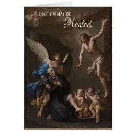 Sankt Peregrine Patron Saint of Cancer Religiösa Hälsningskort