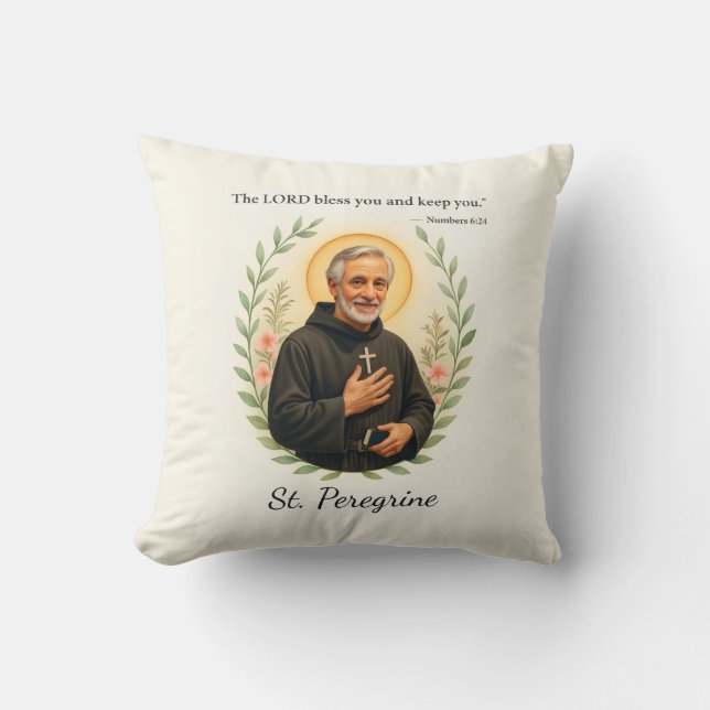 Sankt Peregrinus festdag välsignelser akvarellkran Kudde (Framsida)