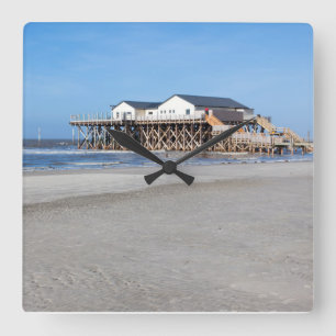 Sankt Peter Ording House om stilbilder Fyrkantig Klocka