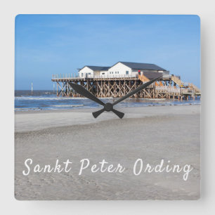 Sankt Peter Ording House om stilbilder med text Fyrkantig Klocka