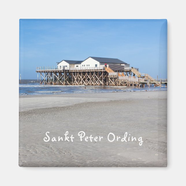 Sankt Peter Ording House om stilbilder med text Magnet (Framsidan)