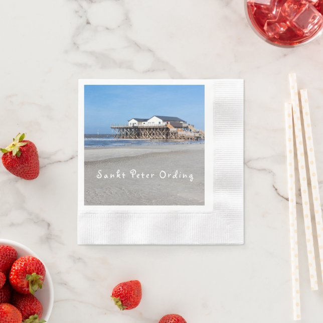 Sankt Peter Ording House om stilbilder med text Pappersservett (Insitu)
