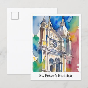 Sankt Peters basilika Vatikanen Akvarell Resa Vykort