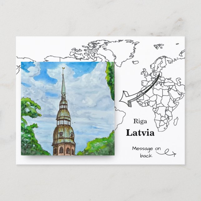 Sankt Peters kyrka Riga Lettland Vykort (Framsida)